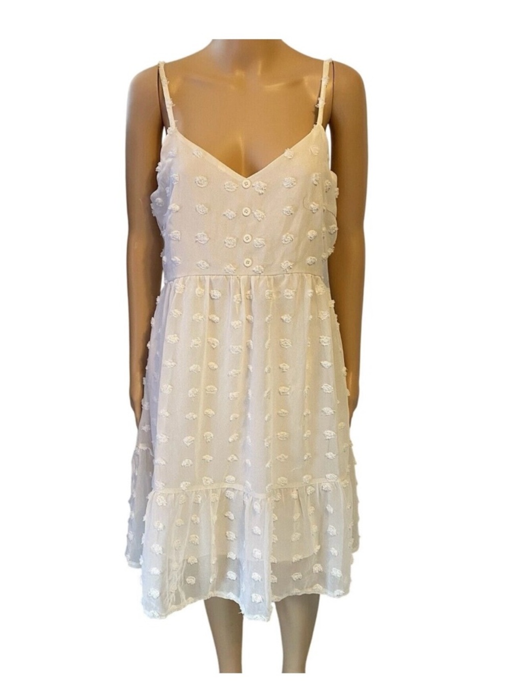 Grace Karin White Strapless-Style Swiss Dot Midi Dress